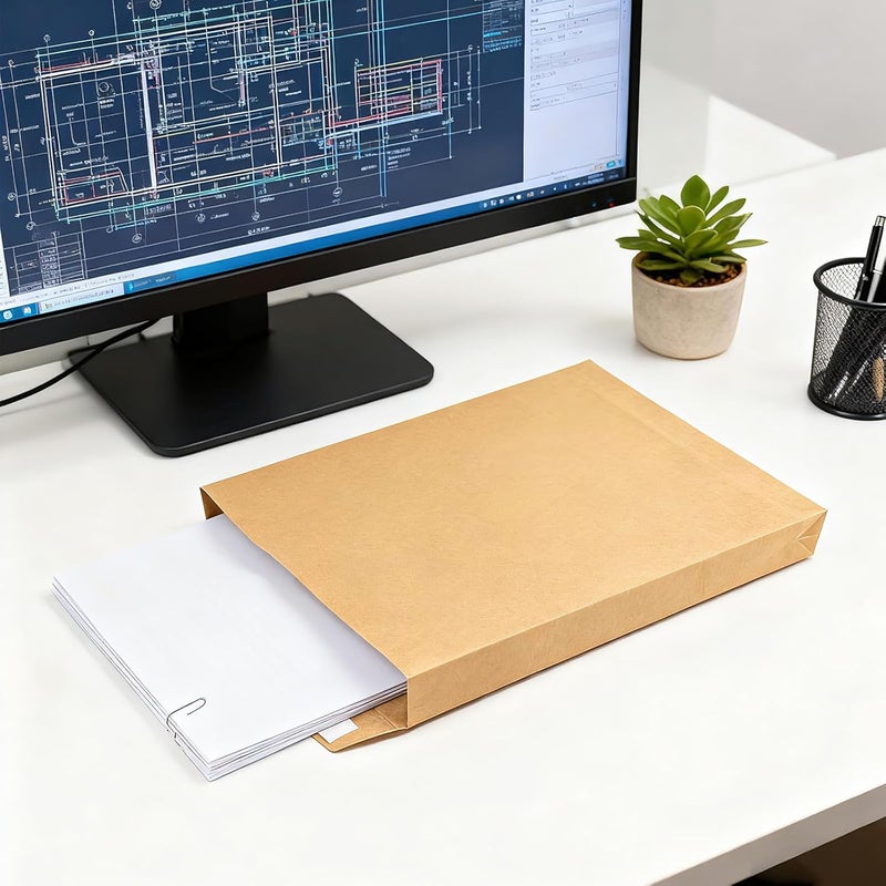 Neehows 40 Pack Expandable Large Kraft Envelopes, 9.3" x 13" Big Mailing Envelopes Self Seal Anti Tear Catalog Envelopes for Business Office Paper Documents File Storage - Brown - Image 2